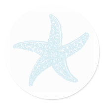 Turquoise Starfish Round Stickers