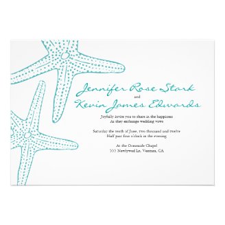 Turquoise Starfish Wedding Invite $1.85