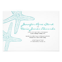Turquoise Starfish Wedding Invite