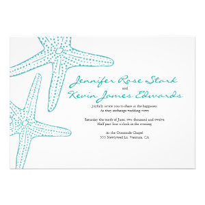Turquoise Starfish Wedding Invite
