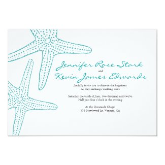 Turquoise Starfish Wedding Invite