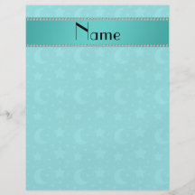 Turquoise stars and moons personalized name flyer design