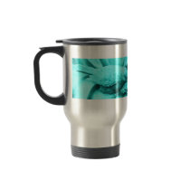 Turquoise Statuary Bird Travel mugs