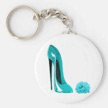 Turquoise Stiletto Shoe and Rose Key Chain