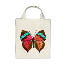 Turquoise Striped Butterfly Canvas Bags