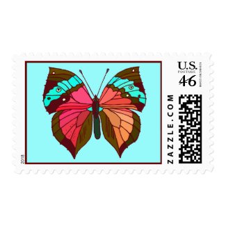 Turquoise Striped Butterfly Postage Stamps stamp