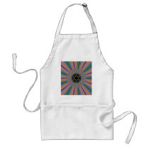 Turquoise Striped Sunburst Fractal Aprons