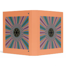 Turquoise Striped Sunburst Fractal 3 Ring Binders