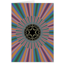 Turquoise Striped Sunburst Fractal Card