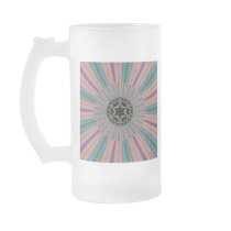 Turquoise Striped Sunburst Fractal Mug