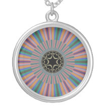 Turquoise Striped Sunburst Fractal Necklaces