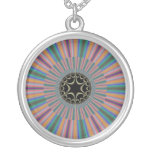Turquoise Striped Sunburst Fractal Necklaces