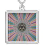 Turquoise Striped Sunburst Fractal Necklace