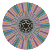 Turquoise Striped Sunburst Fractal Sticker
