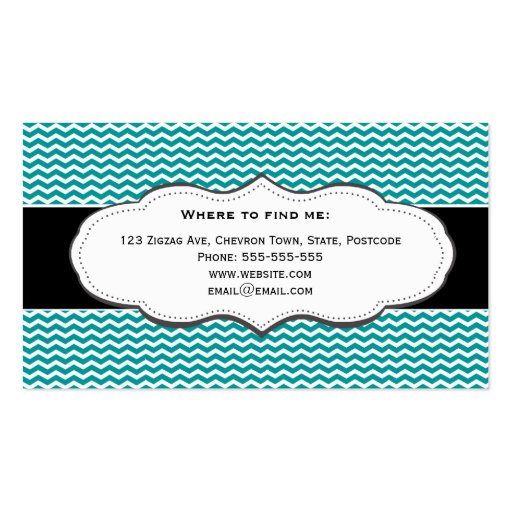 Turquoise Stylish Chevron Business Cards (back side)