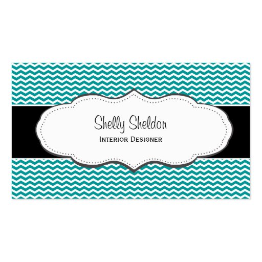 Turquoise Stylish Chevron Business Cards (front side)