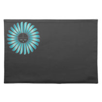 Turquoise sun on black placemat placemats