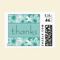 Turquoise Sunflower Thank You Wedding Stamp stamps