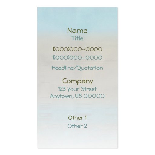 Turquoise & Tan Ocean Abstract, White Blend, co... Business Card (back side)