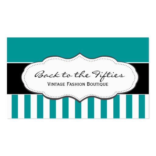 Turquoise / Teal and White Striped Business Cards