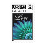 TURQUOISE & TEAL Wedding LOVE Sunburst Rose Wreath Stamp