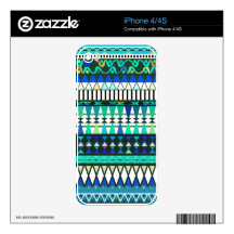 Turquoise Tribal Pattern  iPhone 4/4S Skin Skins For iPhone 4