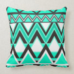 Turquoise Tribal Pattern Throw Pillow