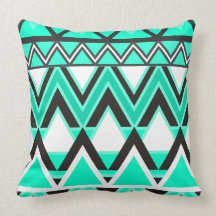 Turquoise Tribal Pattern Throw Pillow