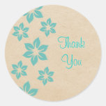 Turquoise Tropical Floral Thank You Stickers