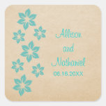 Turquoise Tropical Floral Wedding Stickers