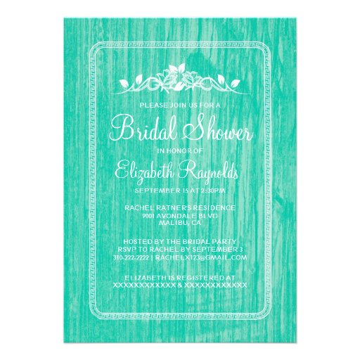 Turquoise Vintage Barn Wood Bridal Shower Invites