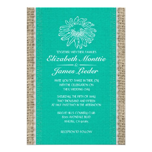 Turquoise Vintage Lace Wedding Invitations