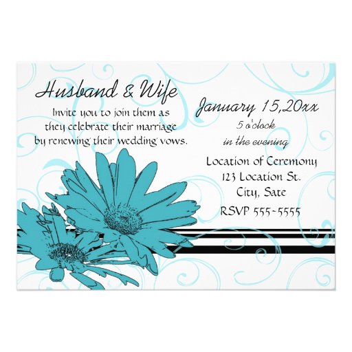 Turquoise Vow Renewal Ceremony Invitation Card