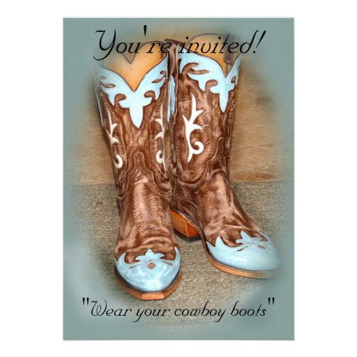 Turquoise Western Boots Wedding Invitation