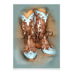 Turquoise Western Boots  Wedding RSVP Personalized Invite