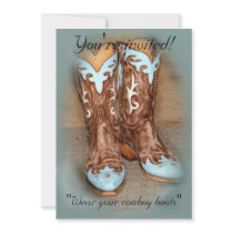 Turquoise Western Wedding Invite