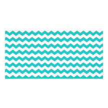 turquoise  white chevrons custom photo card