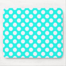 Turquoise White Polka Dots - Mousepad