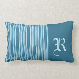 Turquoise & White Stripe with Monogrammed Initial Pillows