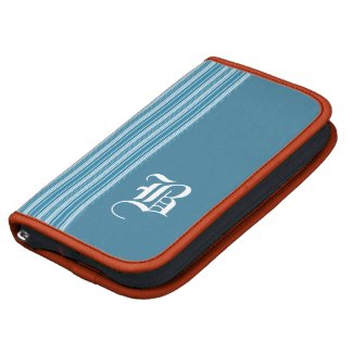 Turquoise & White Stripe with Monogrammed Initial Planners