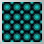 Turquoise Wispy Hippy Mandala Poster