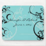 Turquoise with Black Swirl Flourish Embellishment Mouse Pads