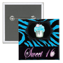 Turquoise Zebra print Sweet 16 Pin