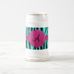 Turquoise zebra stripes monogram coffee mug