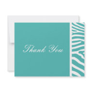 Turquoise Zebra Thank You Note invitation