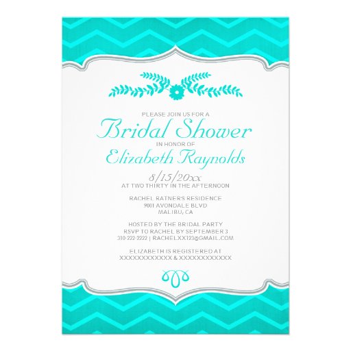 Turquoise Zigzag Bridal Shower Invitations