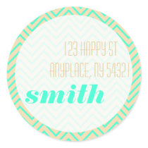 Turquoise ZigZag Sticker Shipping Address Label