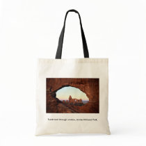 Turret Arch through window, Arches National Park, Canvas Bags