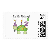 Turtle 2nd Birthday Tshirts and Gifts Stamps