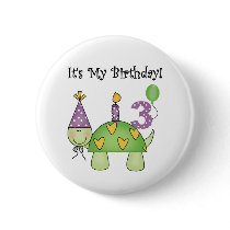 Turtle 3rd Birthday Tshirts and Gifts Pinback Buttons